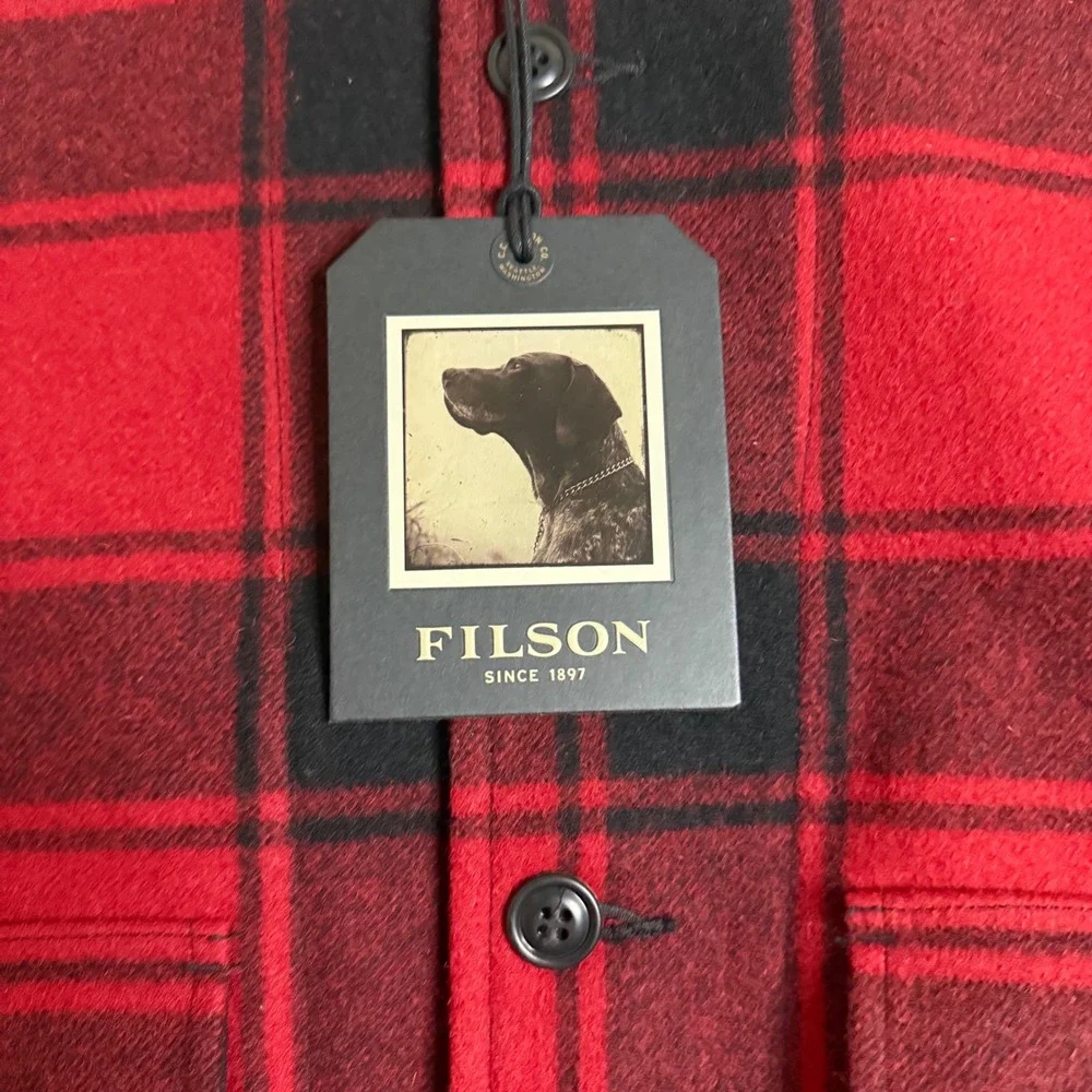 Filson CCC Wool Bomber Men M Red Black buffalo Plaid
